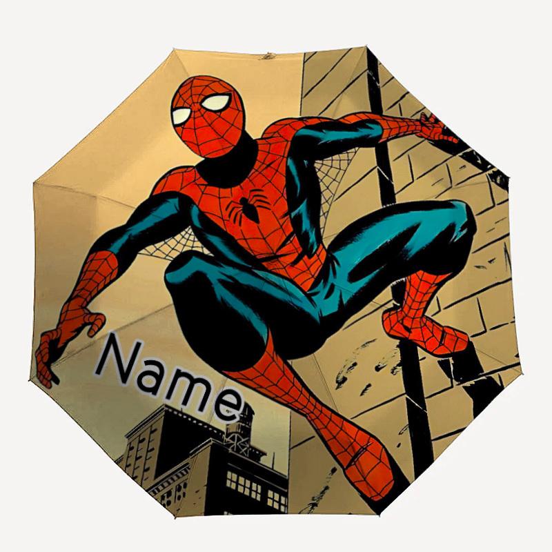 

1pc Spider-Man, Web-Slinger Custom Name Automatic Folding Umbrella - Compact 8-Rib Design, Durable Plastic & Iron, Daily Use 001