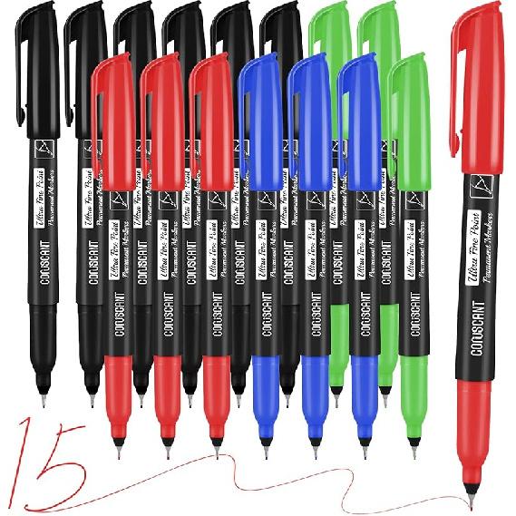 Coruscant Ultra Fine Point Permanent Markers, 12 Pack Extra Fine Tip 0.4 Mm Black Marker, Quick-Drying, Waterproof, Fade-Resistant, Ideal for Home,