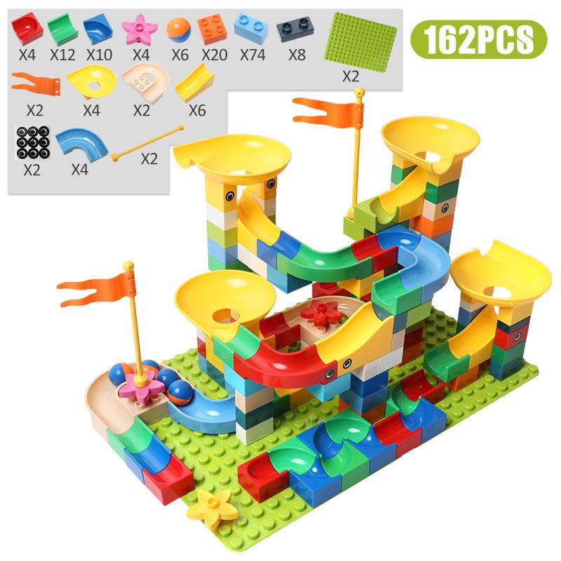 83-332PCS Mramorové závody Běh Cihly Velké Stavební Bloky Trychtýř Skluzavky Bloky DIY Cihly Hračky pro děti Dívky