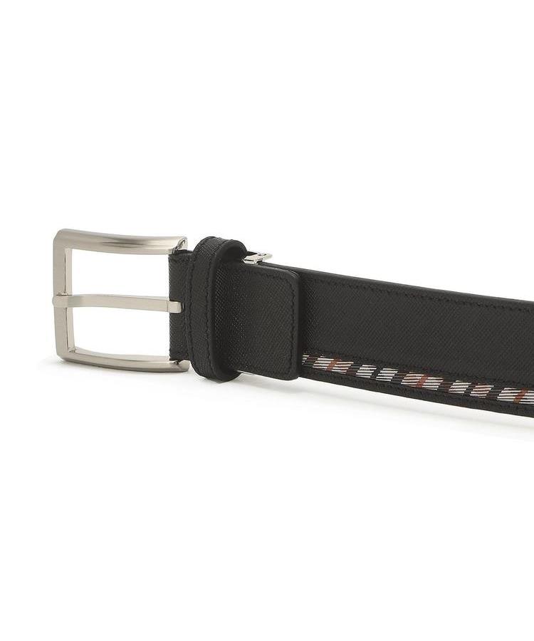 Dagseunamseongaegseseoli Black One Check Line Strap Cowhide Tab Belt Dbbe6F201Bk