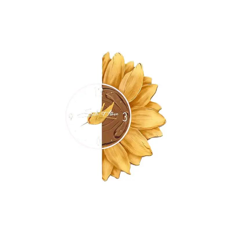 Cream Style Restaurant Decoration Painting Nordic Sunflower Dining Room Clock Hanging Painting