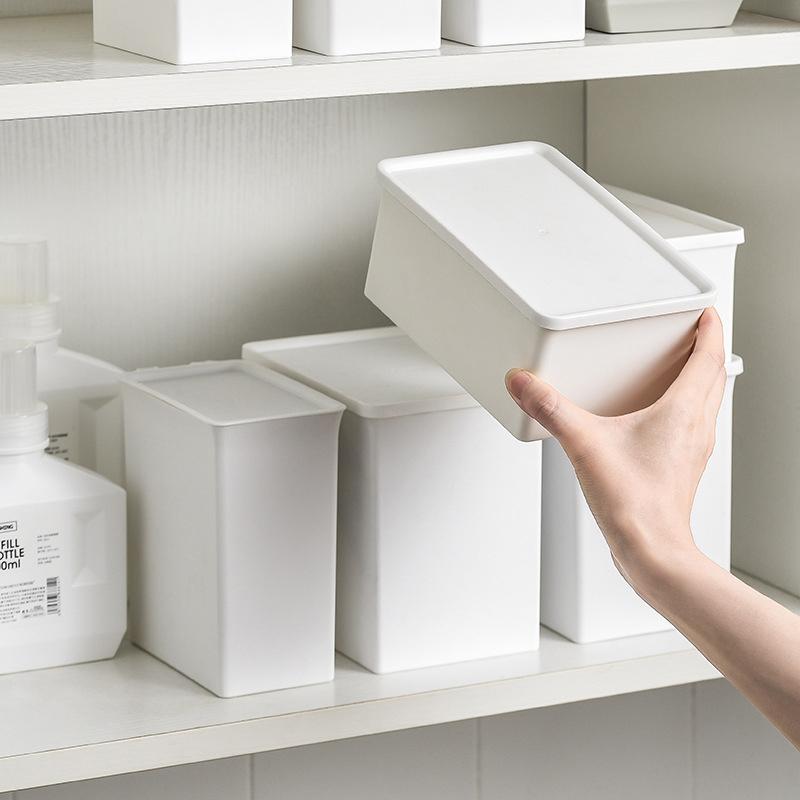 White Laundry Room Storage Box Scent Booster Laundry Beads Powder Container Clothes Clips Case With Dustproof Lid Organizer Box