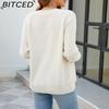 BITCED Autumn/Winter Women's Solid Colour Zip-Up O-Neck Knitted Cardigan