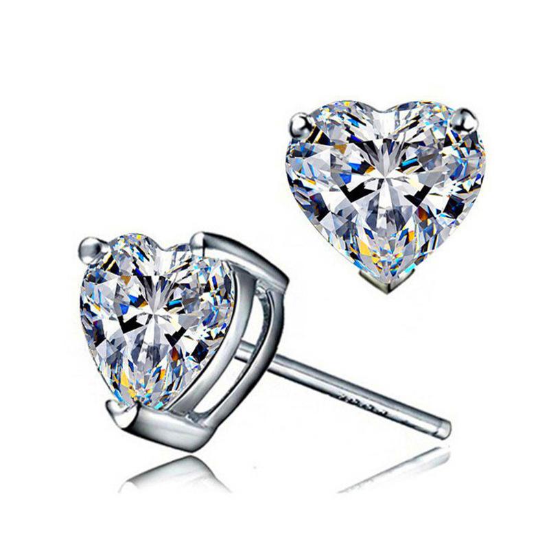 Fashionable Mini Heart-Shaped Zircon Stud Earrings For Women, Heart-Shaped Colorful Diamond Multi-Color Earrings White Diamond