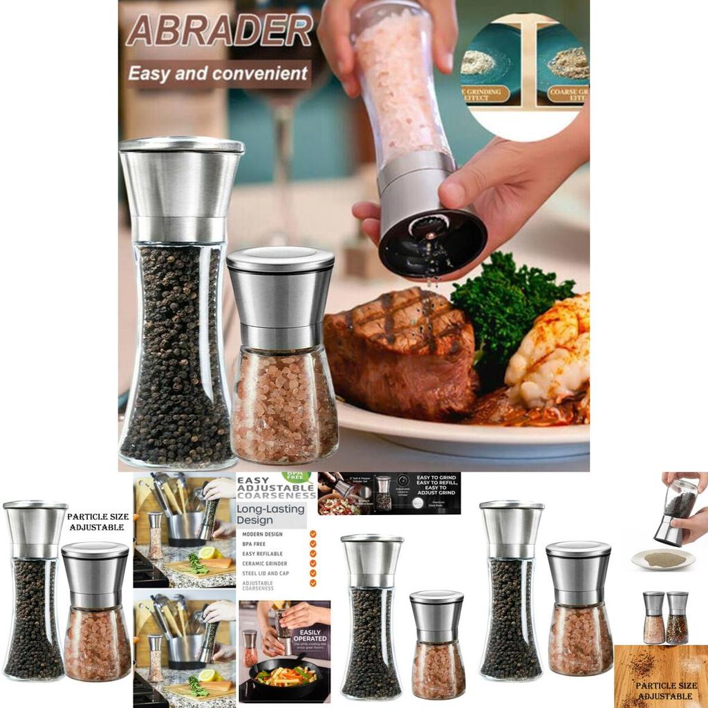 Premium Salt- och Pepparkvarnset 304 Rostfritt Stål Glas