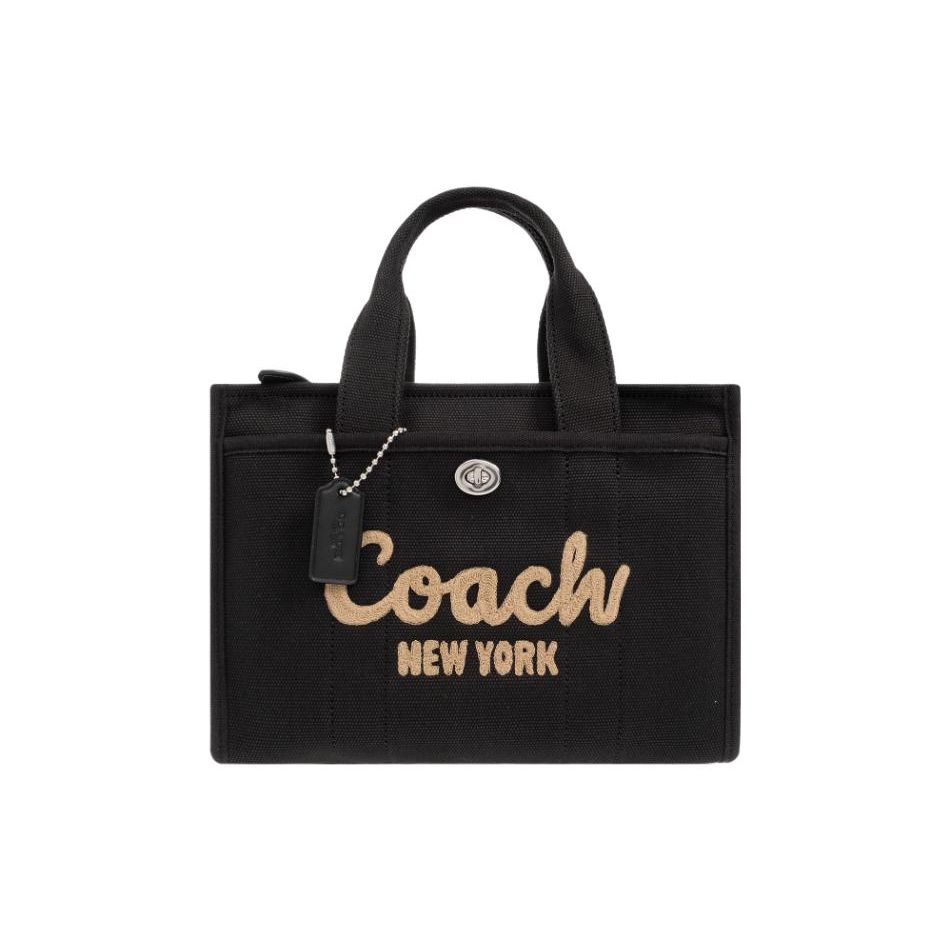

Coach Cargo 26 Logo Zipper Shoulder Crossbody Bag Canvas And Recycled Leather Tote Medium Women bags Black CP164-LHBLK Basic Set (Bag+Dust Bag)