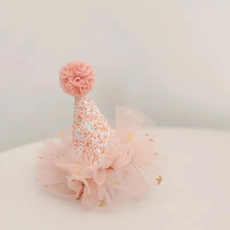 1 PC Fashion Cute Girl Crown Princess Hairpin Lace Pearl Shiny Star Headband Hairpin Hairpin Hair Accessories Hair Birthday Hat