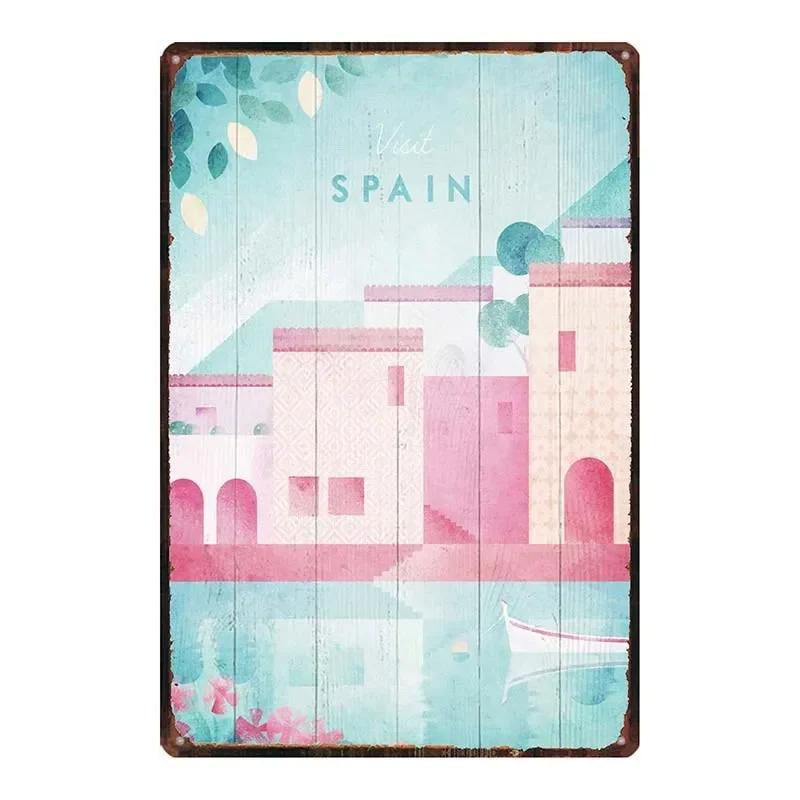 Vintage Paris Champagne Metal Tin Sign Wine Travel Souvenir Wall Art for Bar Restaurant Home Decor xCM