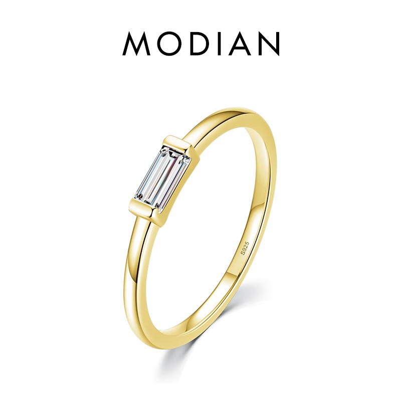 

Modian Стерлингового Серебра 925 пробы Модные Изумрудной Огранки Блестящие Прозрачные Обручальные Женские Кольца CZ для Женщин Простое Прямоугольное Кольцо Изысканные Ювелирные Изделия 6 золотой