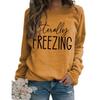 Simple Round Neck Pullover Long Sleeve Printed Loose Hoodie
