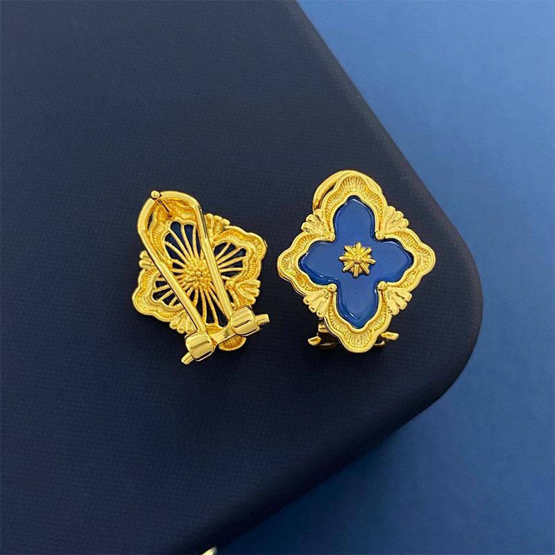 

Серьги с четырехлистным клевером от Court Fritillary, итальянские латунные украшения Buci в стиле ретро, средневековые серьги-гвоздики