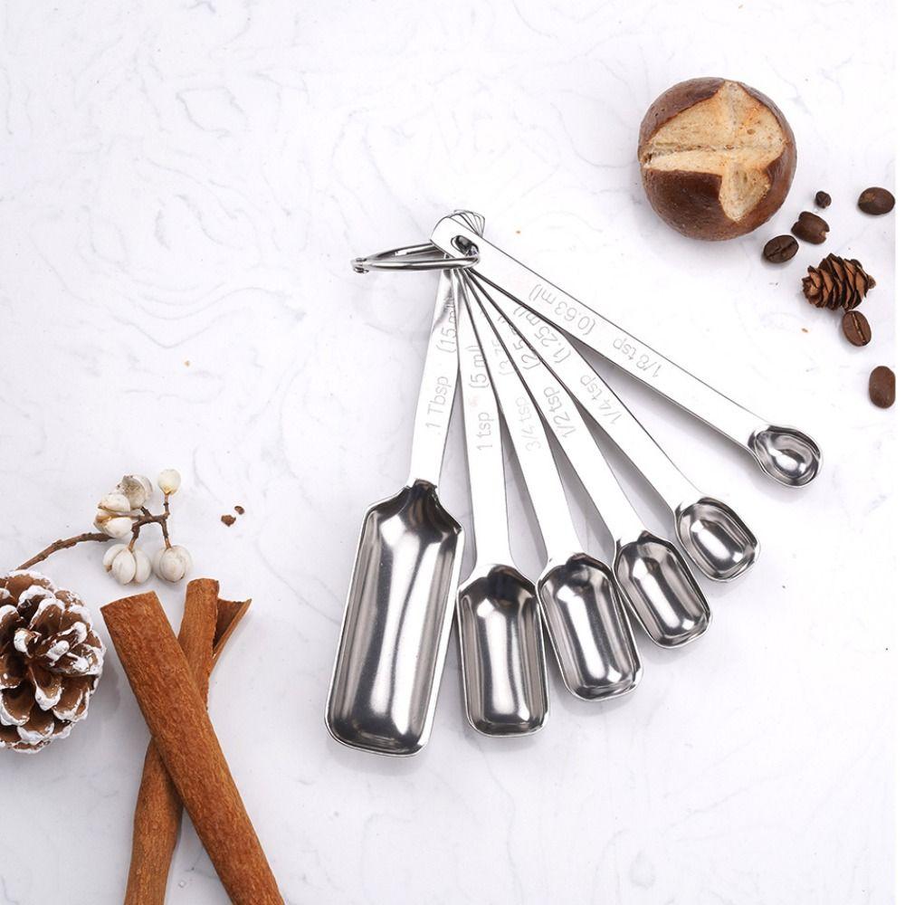 6pcs Long Handle Graduated Spoon with Scale Baking Spoon Household Coffee Scoop  Bar