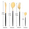 24Pcs Black Gold Dinnerware Set Stainless Steel Fork Spoon Knife Dinner Tableware With Butter Cheese Knife Basic Cutlery Set Kitchen