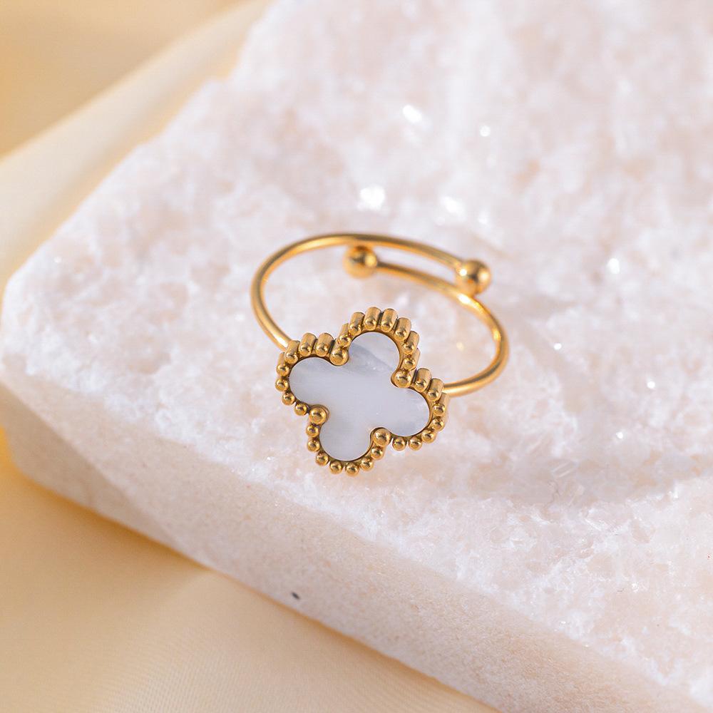 

Кольцо с регулируемым размером в виде четырехлистного клевера, женское модное универсальное дизайнерское кольцо