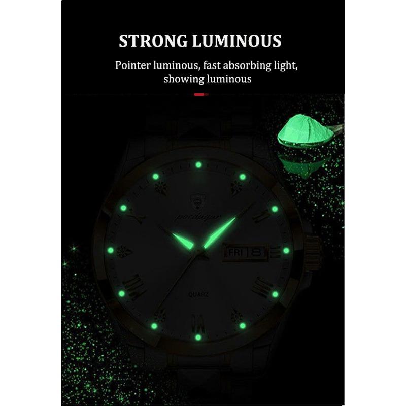 POEDAGAR Top-Marke Luxus Mode Grüne Zifferblatt Uhr Herren Wasserdicht Leuchtend Wochentag Datum Uhr Sportuhren Quarz Armbanduhr
