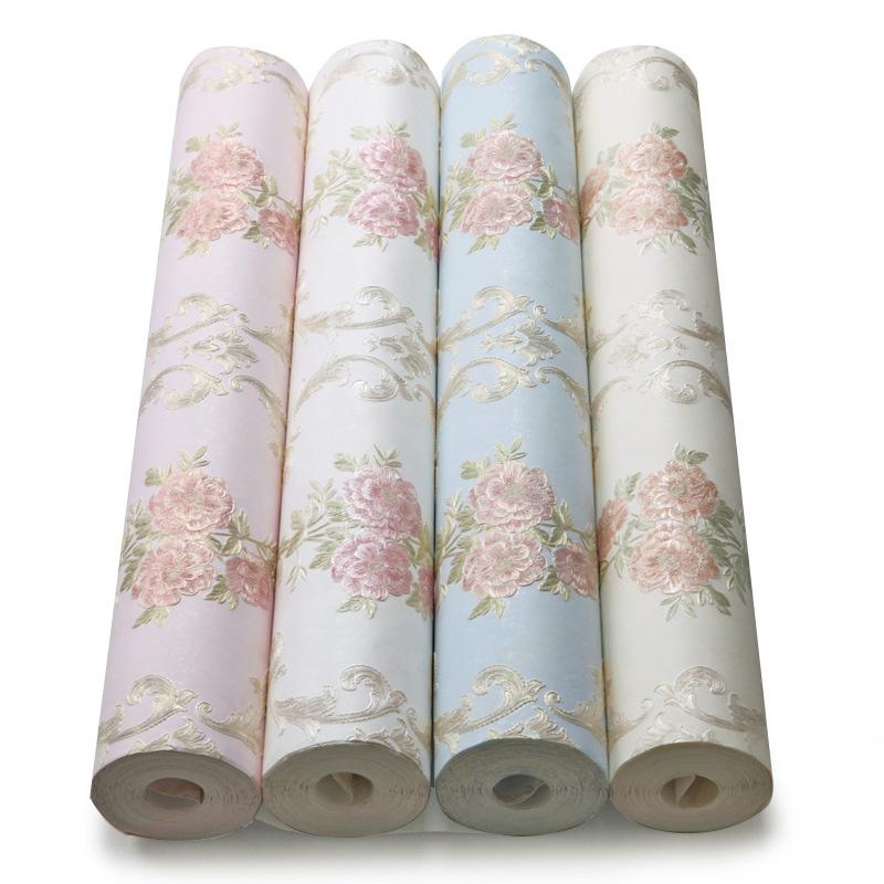 1PC 3D Embossed Bedroom Living Room Pastoral Style Home Decoration Non Woven Fabric Wall Sticker