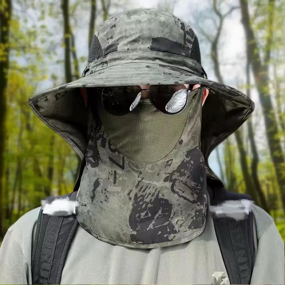 Zomerzon Hoed Visserij Pet Mannen Buiten Wandelen Visser Hoed met Nekbescherming Zonbescherming