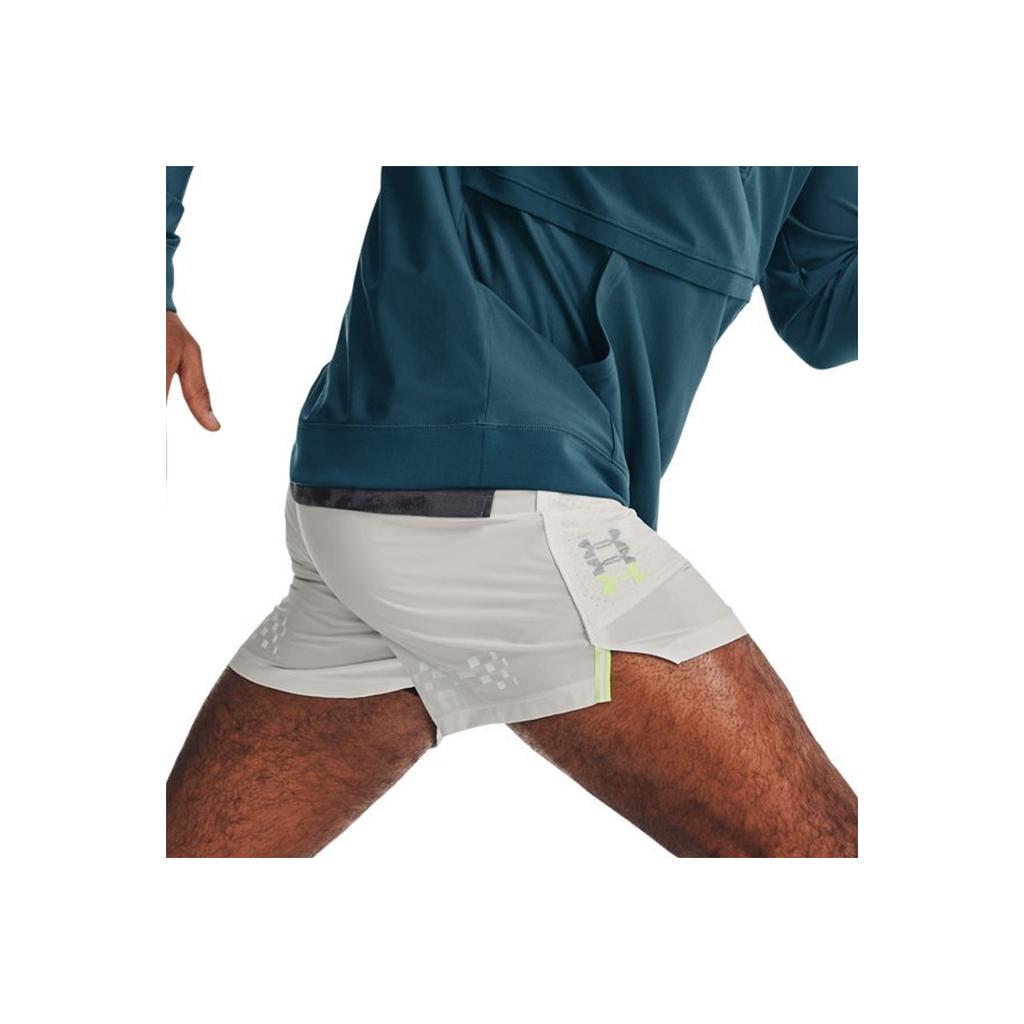 Under Armour Logo Print Running Shorts Men Bottoms Grey 1376504-006