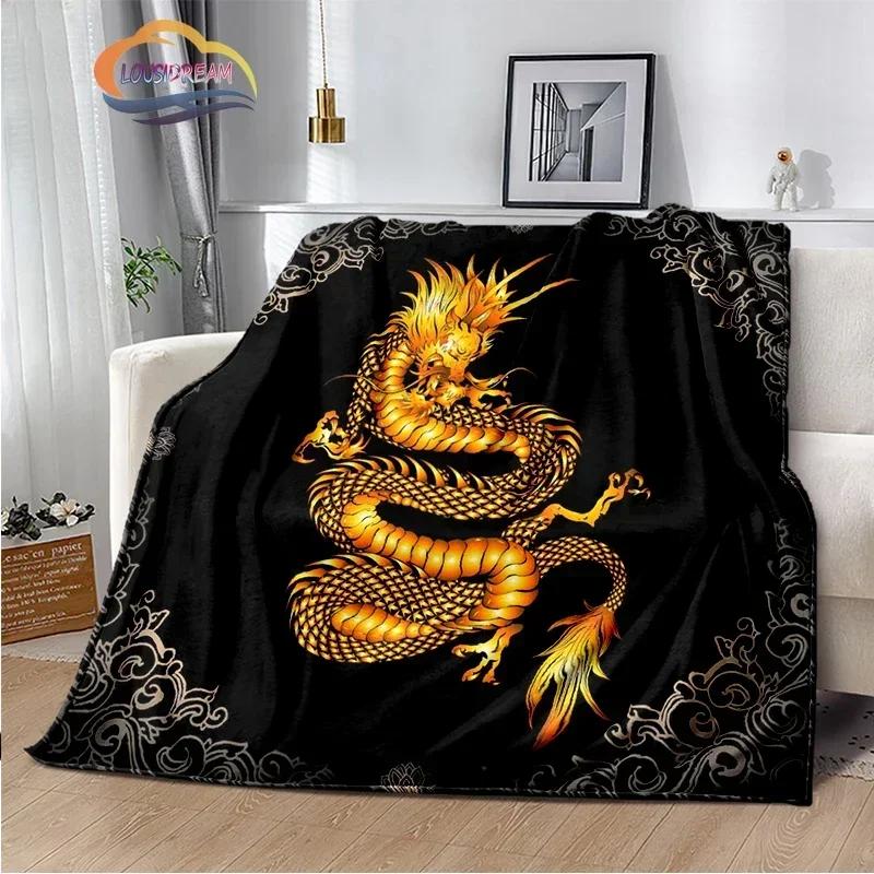 Dragon Blanket 3D Printing Animal Art Soft and Comfortable Sofa Bed Bedroom Decorative Bedspread Travel s