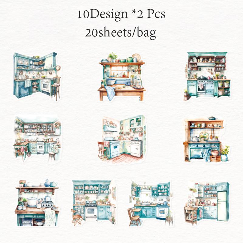 

Sticker Pack 20sheets/bag Home Daily Table Kitchen Stickers Handbook Stationery DIY & Scrapbook Phone Case Diary Decoration