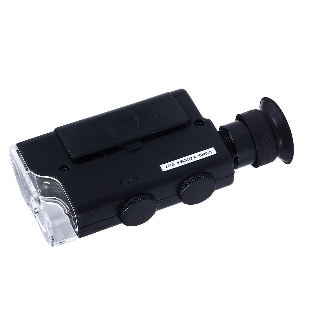 Kapesní optický mikroskop s 200 až 240násobným zvětšením přenosného mikroskopu s LED světlem na mince na šperky