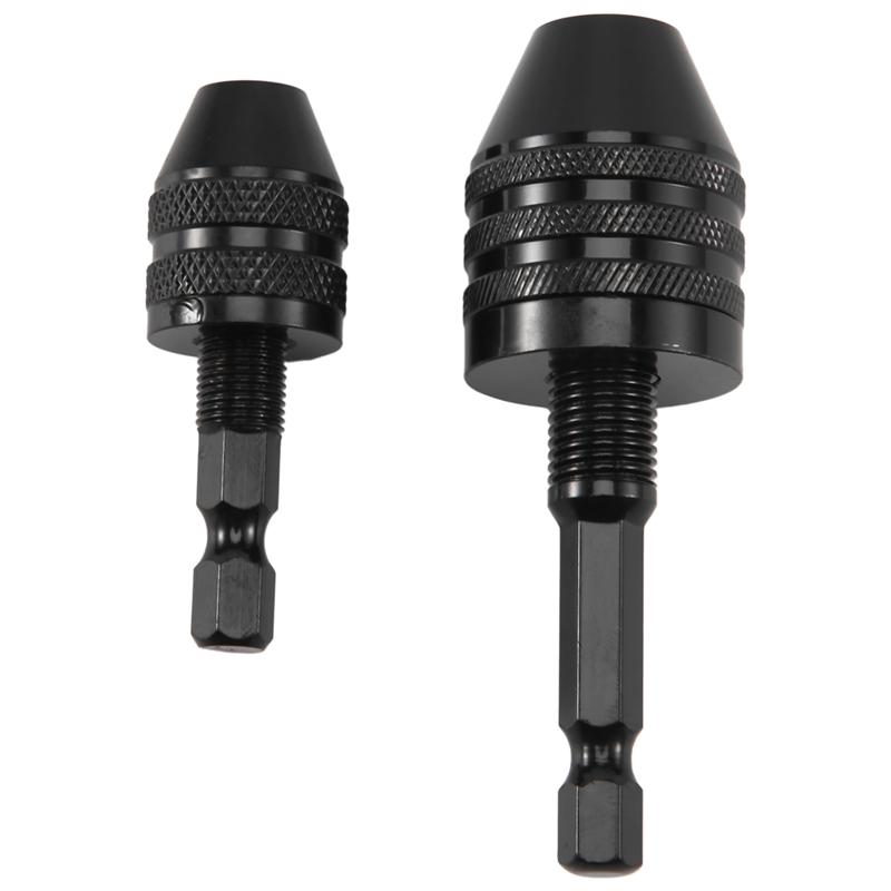 A95I-2Pcs Hex Shank Keyless Drill Chuck, Screwdriver Converter Drill Adapter Quick Change Drill Bits Tool(0.6-8Mm, 0.3-3.6Mm)
