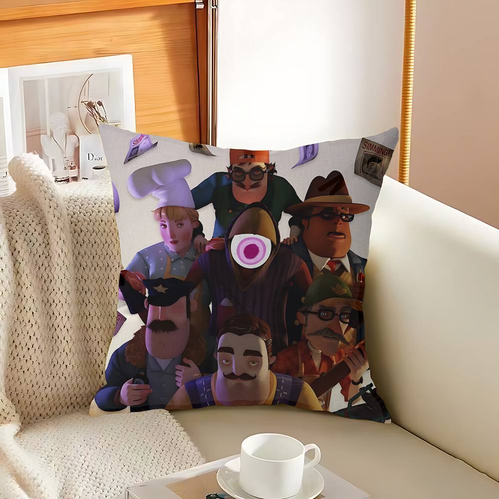 Beliebtes Horrorspiel H-Hello N-Neighbor 2 Kissenbezug Sofakissenbezug Heimzimmerdekoration Kindergeschenk