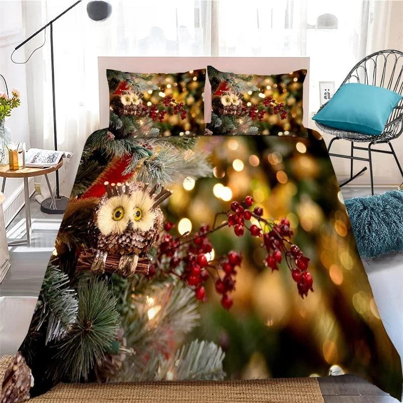 Black Owl King Queen Duvet Cover Moon Safari Bird Animal Bedding Set Lovely Wildlife Quilt Cover Grey Polyester Comforter Cover