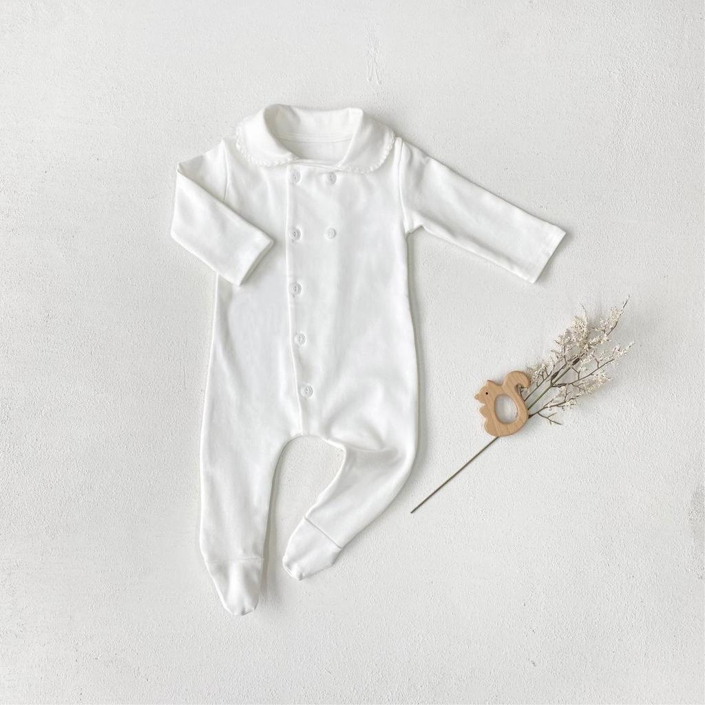 A-klass Höst 2025 Nyfödd Långärmad Fotad Jumpsuit med Liten Krage