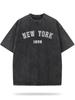 Vintage 1898 New York Print Gewaschener Wachsdruck Retro Paar T-Shirt - Unisex Weich