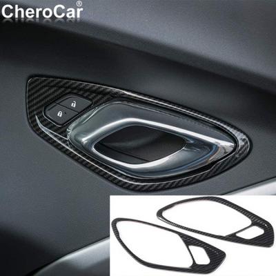 Carbon Fiber Inner Door Grab Handles Cover Frame Trim for Chevrolet Camaro 17-21