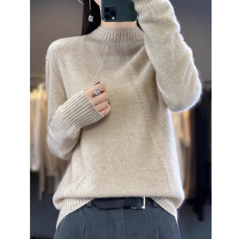 Autumn and Winter Western-style Sweater Pullover Sweater High-end Women's Half-turtleneck Pullovers