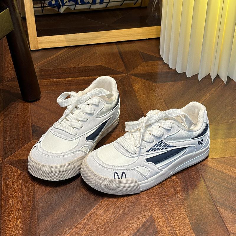 Cream Velcro fleece cotton shoes 22 years winter new shoes ugly cute board shoes 35
