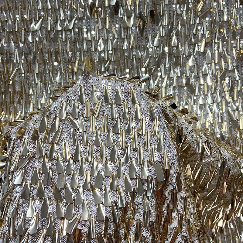 

Ткань с вышивкой пайетками, блестящая стрейч, для сценического костюма, DIY, ткань для танцевального платья на отрез, одежда, материал для пошива вечернего платья 1Yard