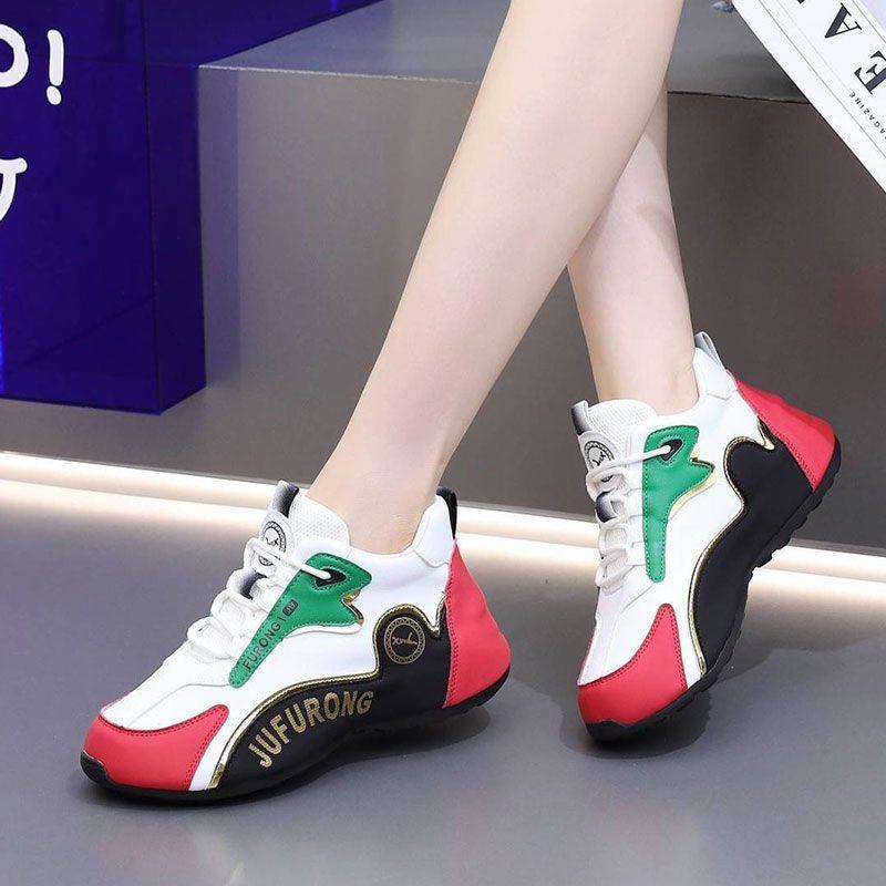 Soft leather women's shoes comfortable soft-soled sports casual shoes women's non-slip versatile dad shoes autumn new height-increasing white shoes