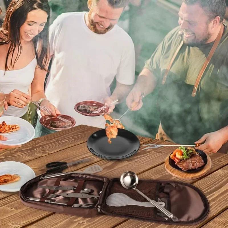 Camping Utensil Bag Large Capacity Camp Kitchen Organizer Pouch Travel Camping Cookware Pouch Bag Outdoor Hiking Forks Spoons