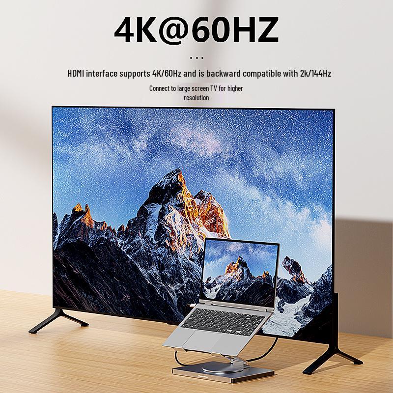 Rotating Tablet Stand with HDMI, Gigabit Ethernet, USB 3.0 Docking Station & Splitter
