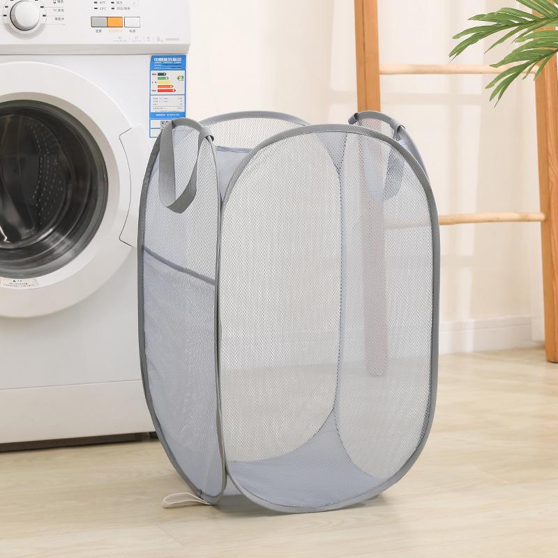 

Foldable Dirty Clothes Hamper and Storage Basket – Sports Badminton Mesh Laundry Bag