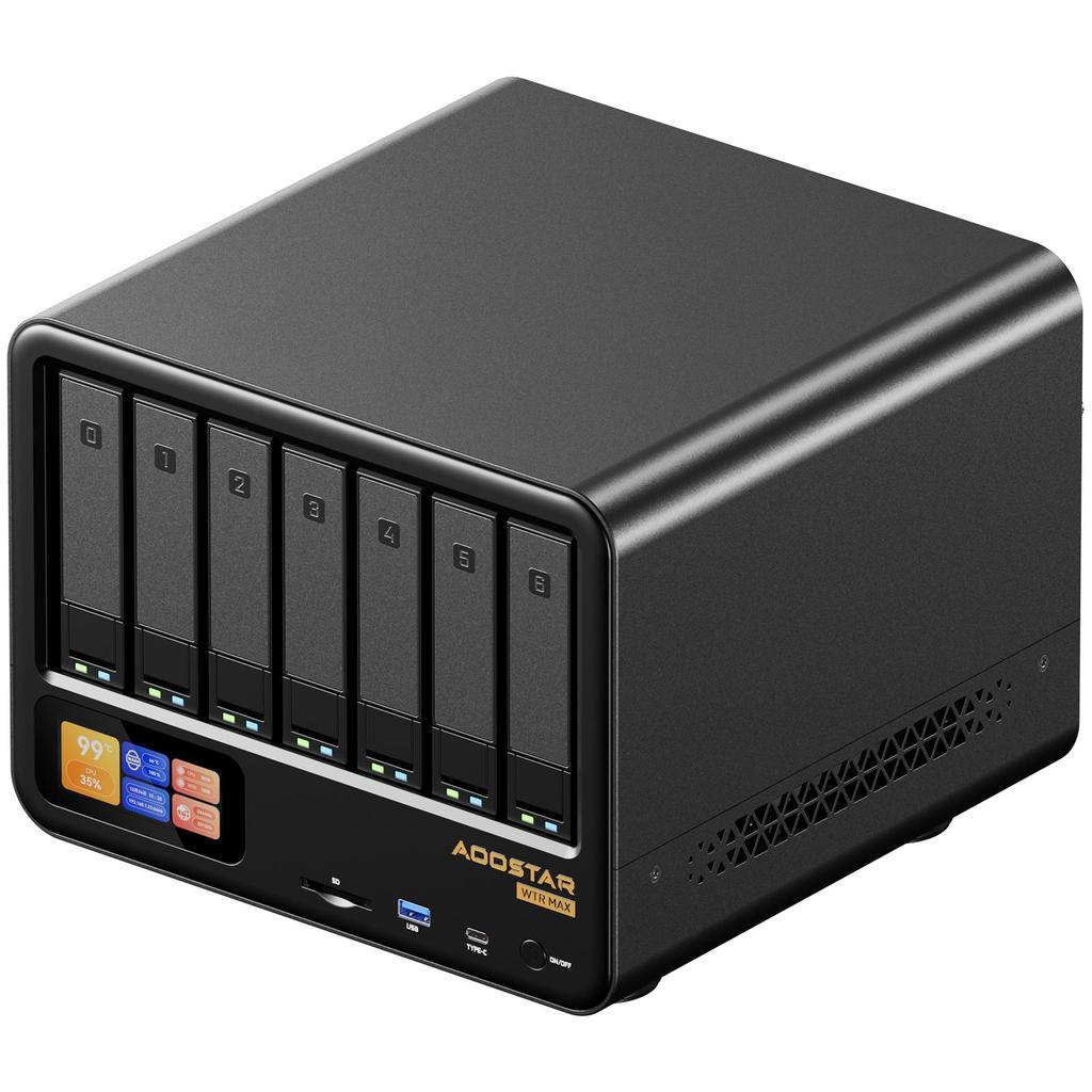WTR MAX AMD Ryzen 7 Pro 8845HS NAS Mini PC DDR5 5600MHz Obsługuje 4×2.5/3.5"HDD 2×M.2 2280 NVMe Komputer Stacjonarny NAS DIY