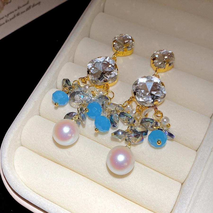 

Серьги-кисточки из стекла Серебряная игла , квадратные, с персонализированным дизайном, модные, изысканные серьги, легкая роскошь, премиальные серьги