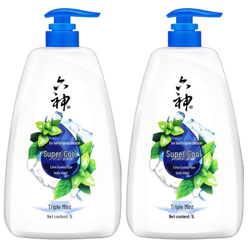 Six God Triple Cool Refreshing Shower Gel 2x1L Pack