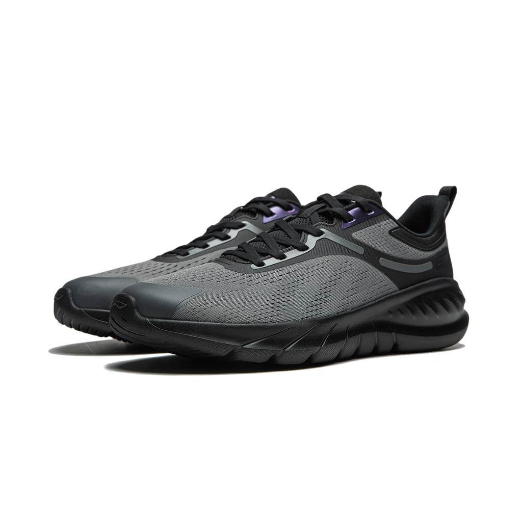 Li Ning Easy Flex V2 Soft Resilient Shock Absorbing Durable Breathable Low Top Running Shoes Men sneaker Gray Black ARSU005-3