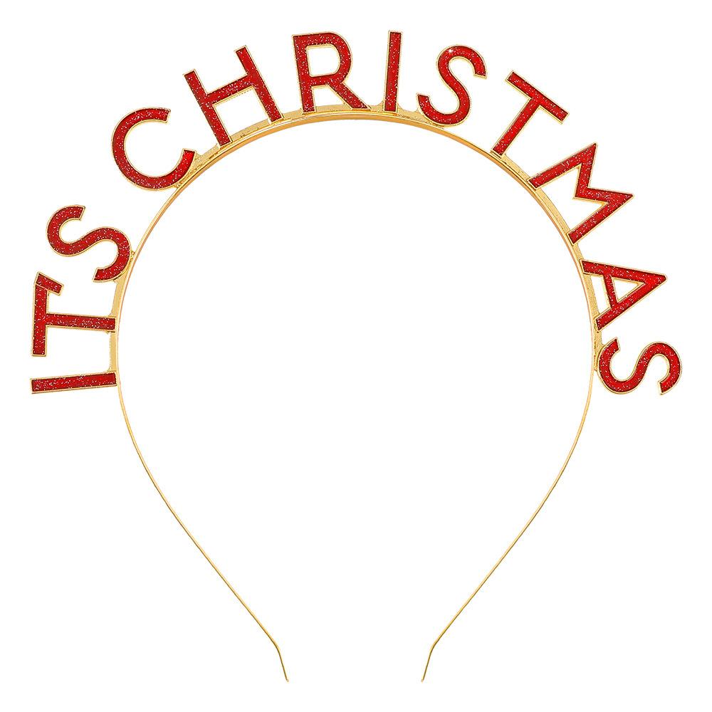 Christmas New Year Headband MERRY CHRISTMAS Alloy Rhinestone Knotted Letter Headband Atmosphere 2026