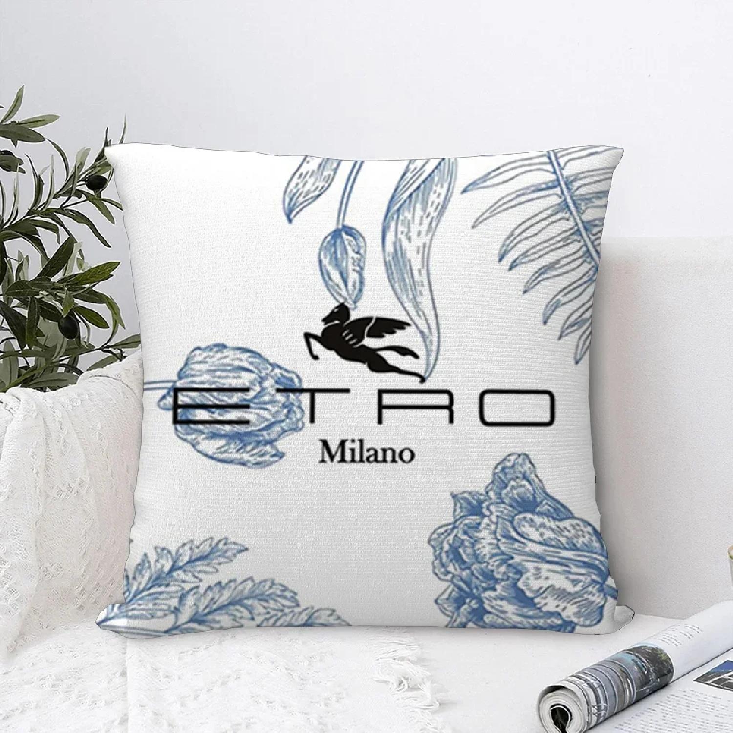

Funda de almohada E-ETRO-o ligera de lujo, funda de almohada suave de tela de felpa con estampado de doble cara, fundan,(2) 66x66cm