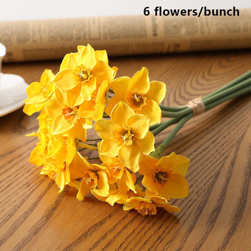

Букет нарциссов в пасторальном стиле Искусственные цветы Украшение для гостиной Цветы для стола Внутреннее украшение жёлтый