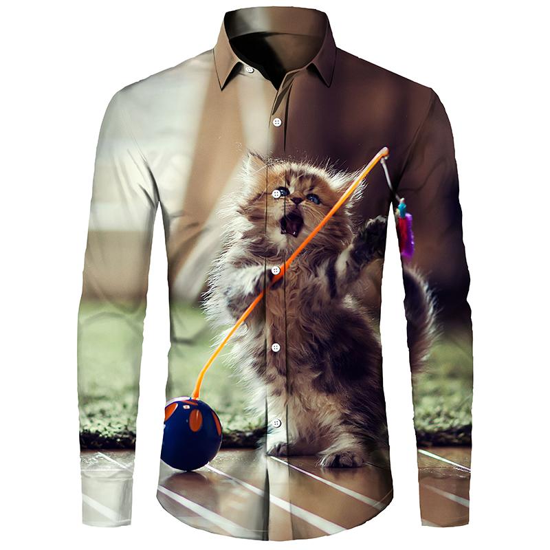 Manga larga Hombres Mujeres Camisas Otoño Invierno Suelto Cuello Suelto  Blusa Moda Gato 3D Tops Plus Size comprar a buen precio — entrega gratuita,  reseñas reales con fotos — Joom