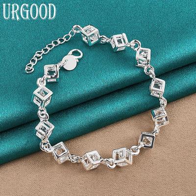 925 Sterling Silber Quadrat AAA Zirkon Armband Party Hochzeit Geschenk Charm Schmuck