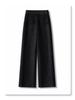 Gray Rhinestone Wool Wide-Leg Pants - Women's Winter 2025 High-Waisted Velvet-Enhanced Straight-Leg Trousers