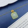 Chinese Ethnic Style S925 Sterling Silver Gold-Plated Hetian Jade Cloud Pendant Necklace