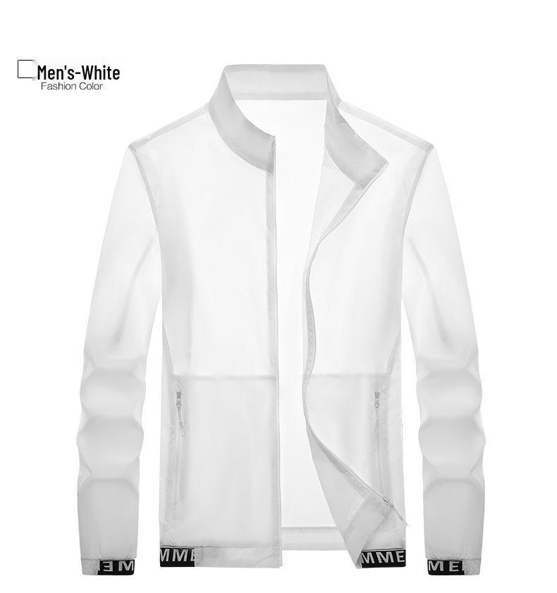 Versatile Men s UV Protection Lightweight Stand Collar Jacket - Soft, Comfortable, and Breathable. 4XL белый